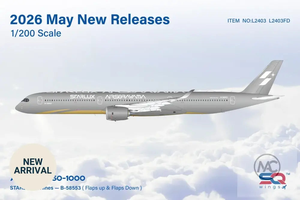 SQ Wings 1:200 星宇航空 STARLUX Airbus A350-1000 B-58553「Airsorayama Silver」L2403 - 航空模型 Aircraft Model