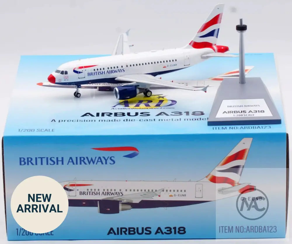 ARD Models 1:200 英國航空 British Airways Airbus A318-112/CJ G-EUNB「紅鼻子 Red Nose」｜ARDBA123