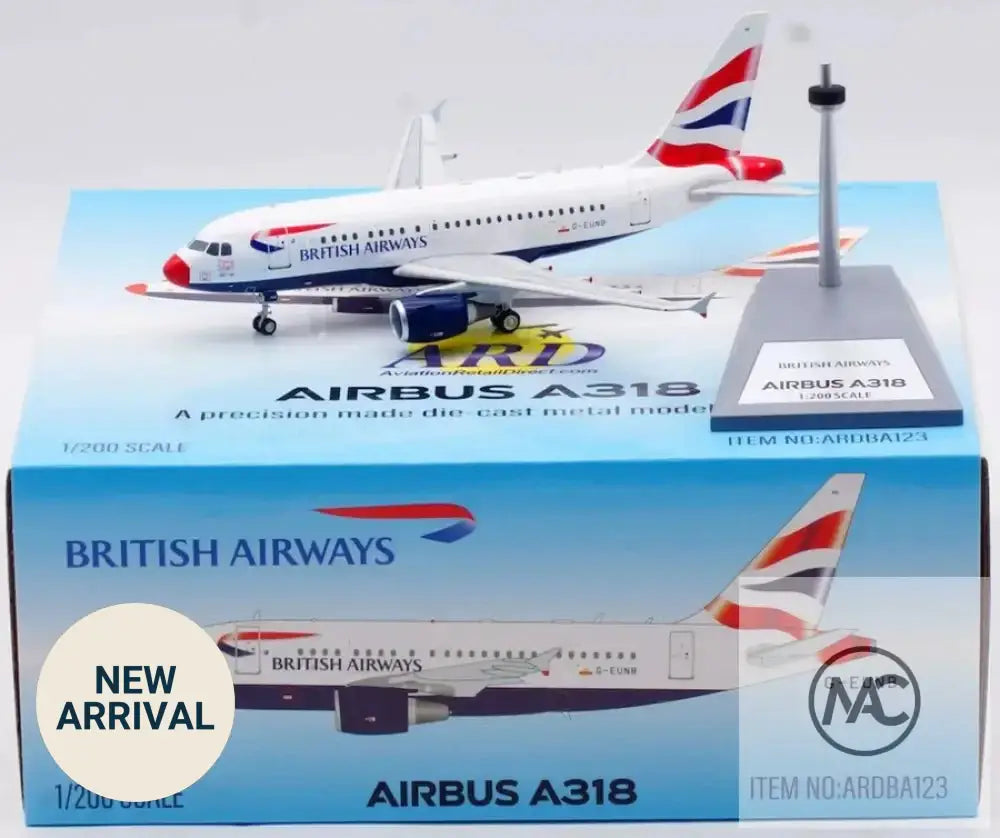 ARD Models 1:200 英國航空 British Airways Airbus A318-112/CJ G-EUNB「紅鼻子 Red Nose」｜ARDBA123 - Man‘s Aviation Collectibles (HK)