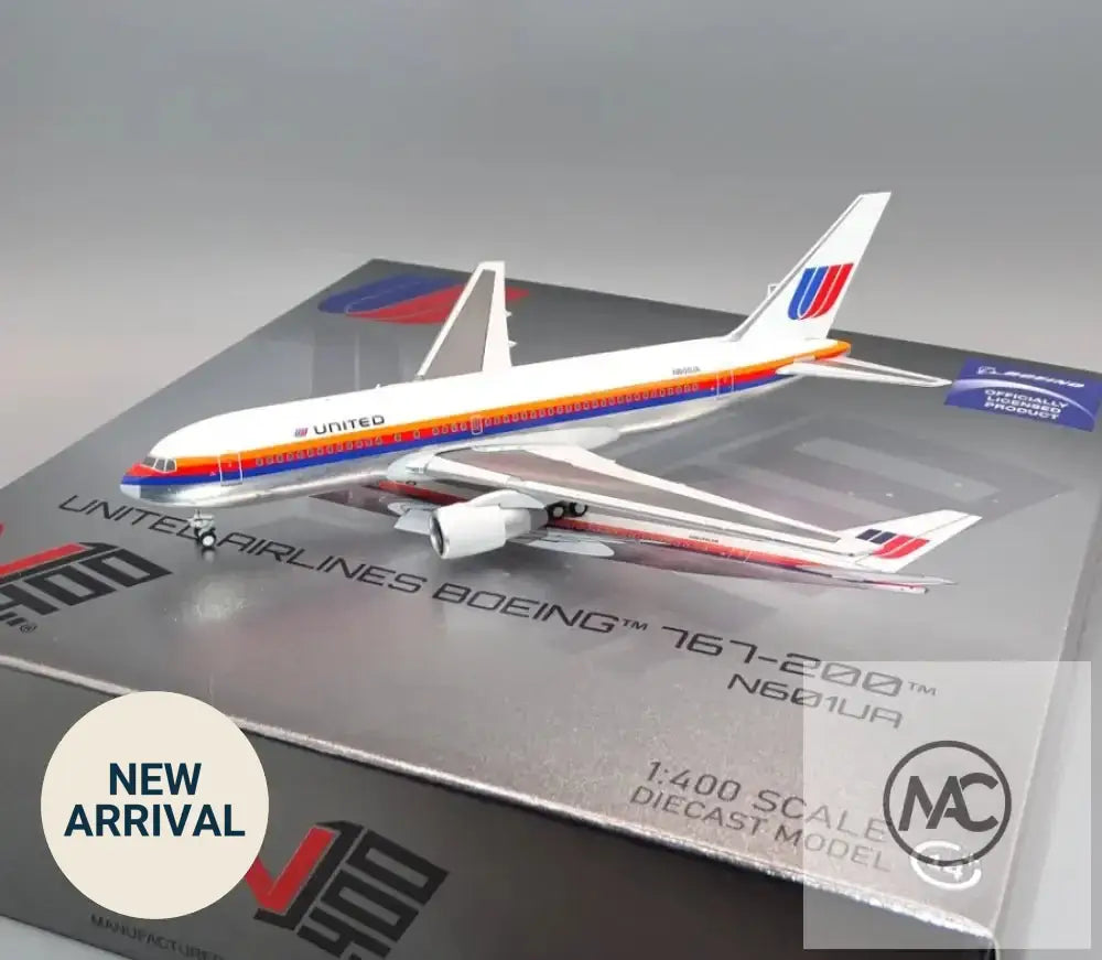UA | 聯合航空 United Airlines Boeing 767-200ER 1:400 N601UA | Saul Bass Pre-delivery 合金模型 (V1:400 400006) - Man‘s Aviation Collectibles (HK)